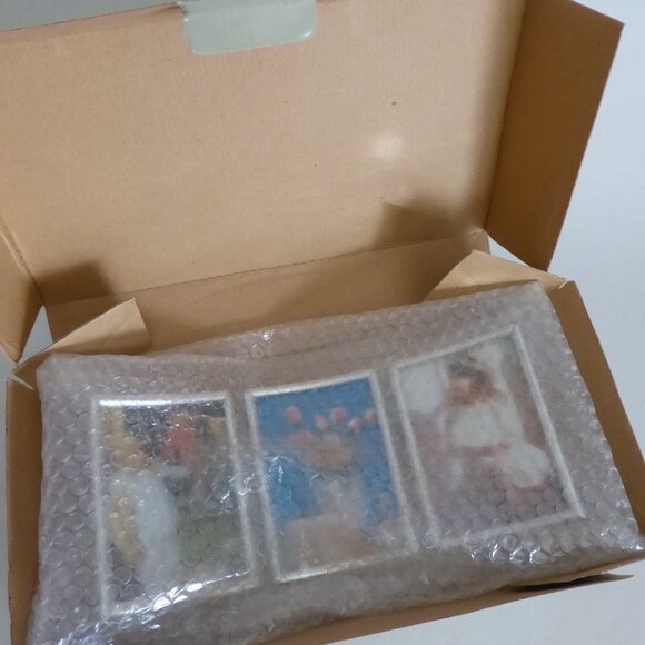 NEW 13” x 7” CURVED BEVELLED SILVER & GLASS COLLAGE PHOTO FRAME - Picture 2 of 12